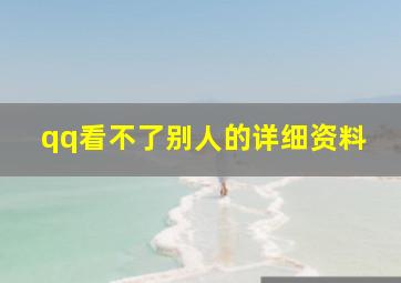 qq看不了别人的详细资料