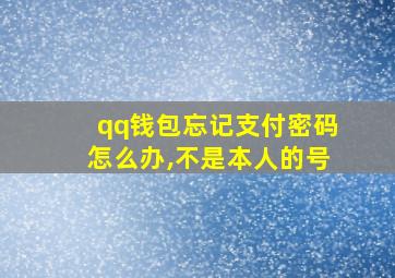 qq钱包忘记支付密码怎么办,不是本人的号