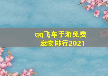 qq飞车手游免费宠物排行2021