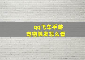 qq飞车手游宠物触发怎么看