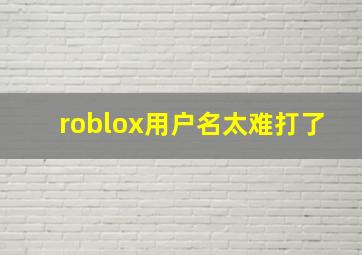 roblox用户名太难打了