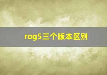 rog5三个版本区别