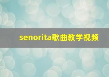 senorita歌曲教学视频