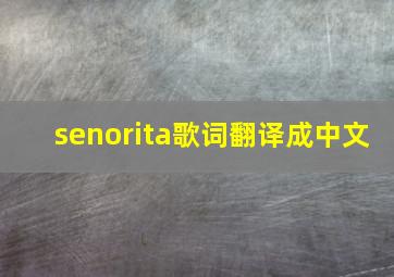 senorita歌词翻译成中文