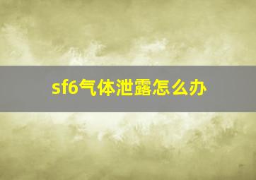 sf6气体泄露怎么办