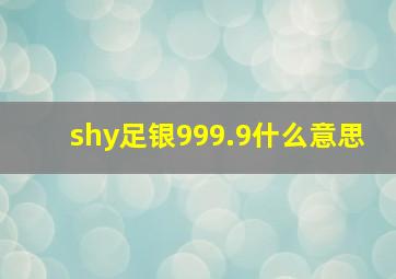 shy足银999.9什么意思