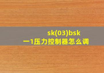 sk(03)bsk一1压力控制器怎么调