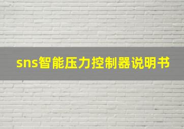 sns智能压力控制器说明书