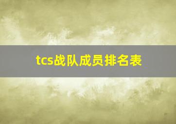 tcs战队成员排名表