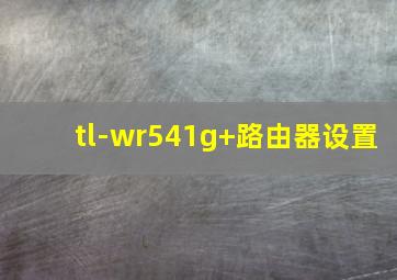 tl-wr541g+路由器设置