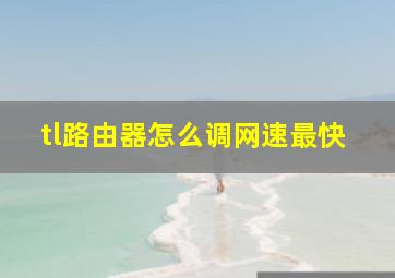 tl路由器怎么调网速最快