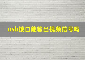 usb接口能输出视频信号吗