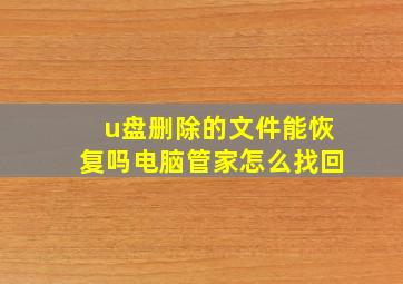 u盘删除的文件能恢复吗电脑管家怎么找回