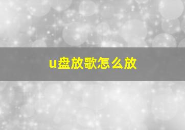 u盘放歌怎么放