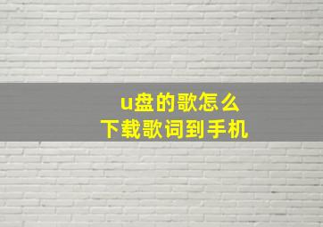 u盘的歌怎么下载歌词到手机