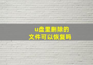 u盘里删除的文件可以恢复吗