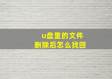 u盘里的文件删除后怎么找回