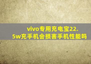 vivo专用充电宝22.5w充手机会损害手机性能吗