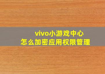 vivo小游戏中心怎么加密应用权限管理