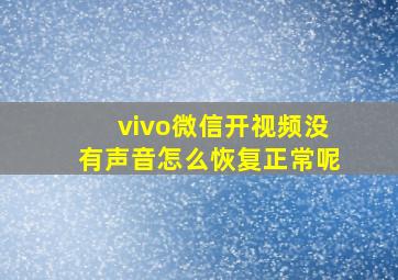 vivo微信开视频没有声音怎么恢复正常呢