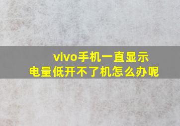 vivo手机一直显示电量低开不了机怎么办呢