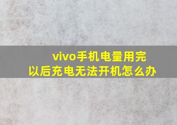 vivo手机电量用完以后充电无法开机怎么办