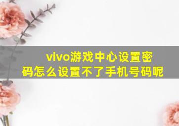 vivo游戏中心设置密码怎么设置不了手机号码呢