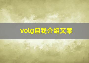 volg自我介绍文案