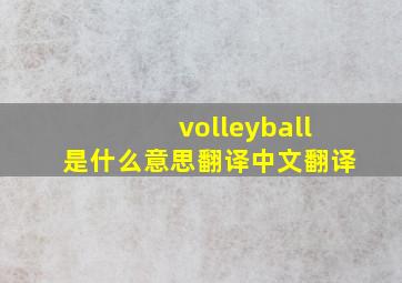 volleyball是什么意思翻译中文翻译