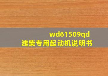 wd61509qd潍柴专用起动机说明书