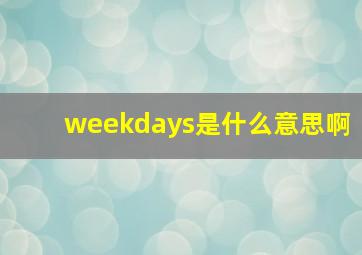 weekdays是什么意思啊