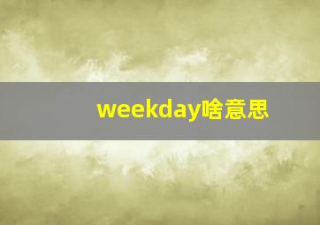 weekday啥意思