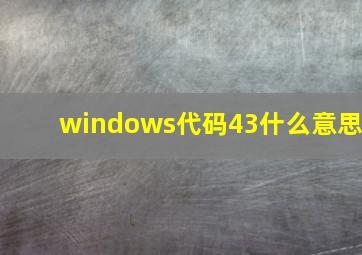 windows代码43什么意思