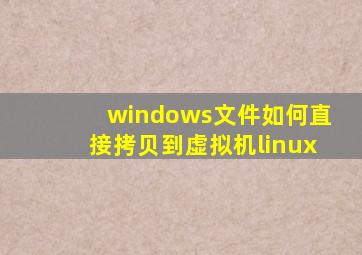 windows文件如何直接拷贝到虚拟机linux