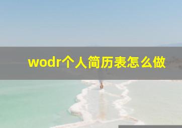 wodr个人简历表怎么做