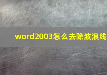 word2003怎么去除波浪线