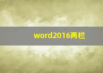 word2016两栏