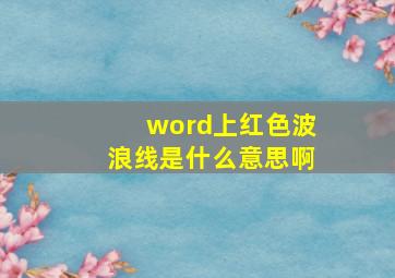 word上红色波浪线是什么意思啊