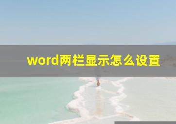 word两栏显示怎么设置