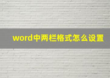 word中两栏格式怎么设置