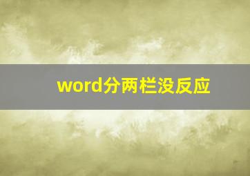 word分两栏没反应