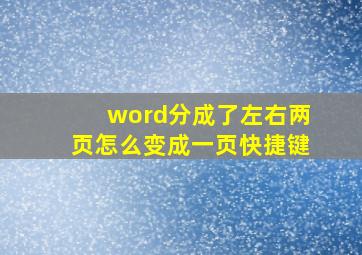 word分成了左右两页怎么变成一页快捷键