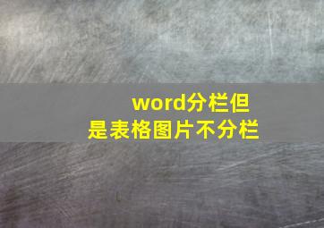 word分栏但是表格图片不分栏