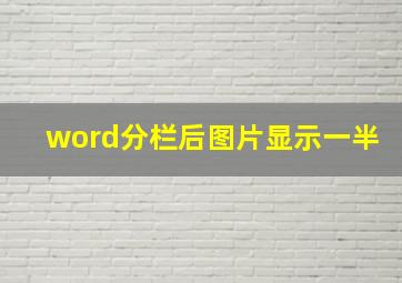 word分栏后图片显示一半