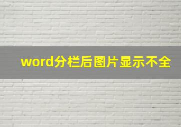 word分栏后图片显示不全