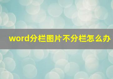 word分栏图片不分栏怎么办