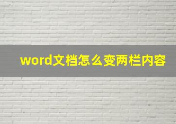 word文档怎么变两栏内容