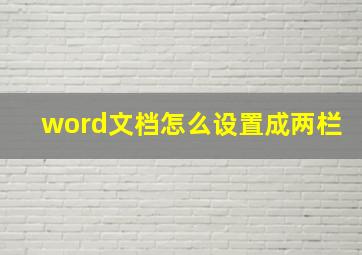 word文档怎么设置成两栏