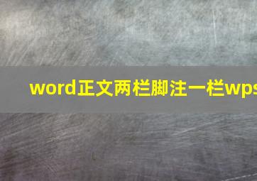 word正文两栏脚注一栏wps