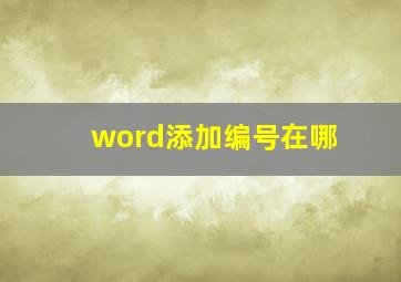 word添加编号在哪